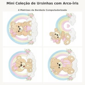 Mini Coleção de Ursinhas com Arco-Íris