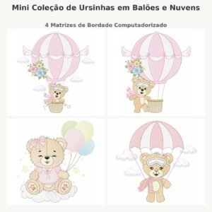 Mini Coleção de Ursinhas em Balões e Nuvens
