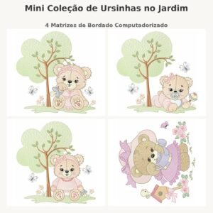 Mini Coleção de Ursinhas no Jardim