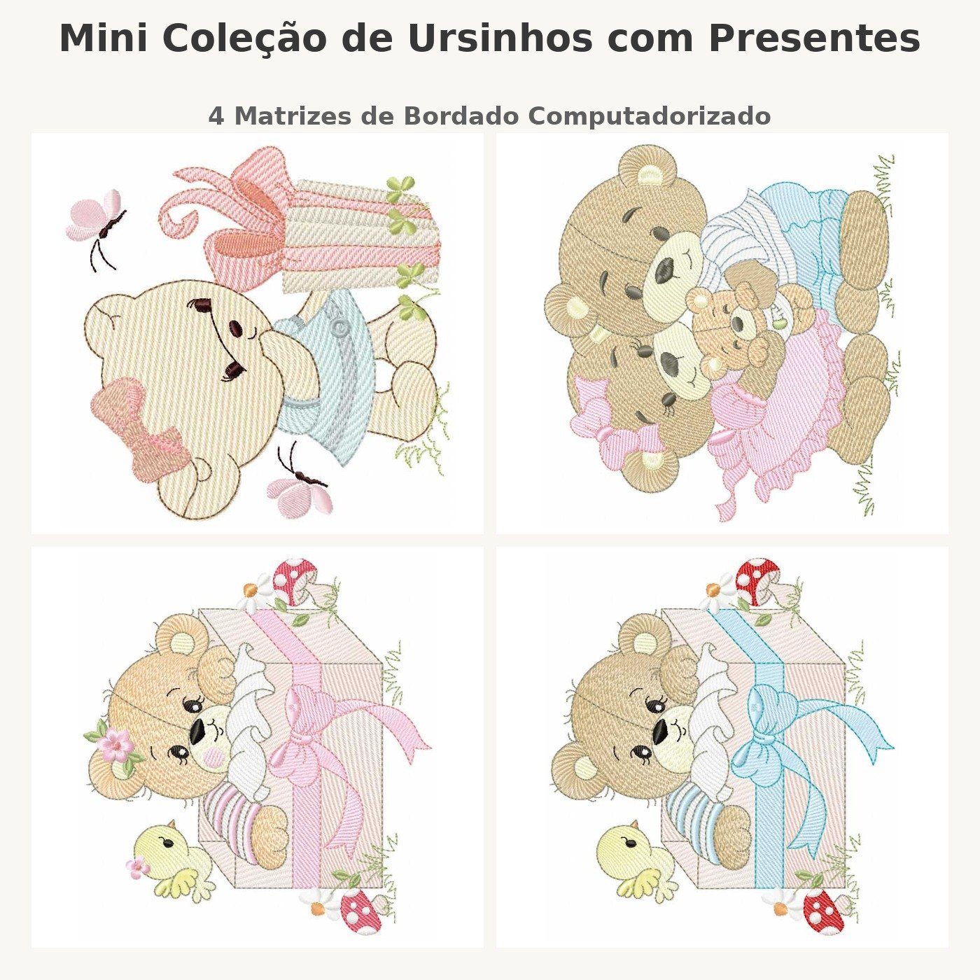 Mini Coleção de Ursinhos com Presentes