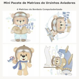 Mini Pacote de Matrizes de Ursinhos Aviadores