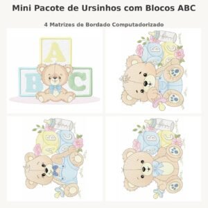 Mini Pacote de Ursinhos com Blocos ABC