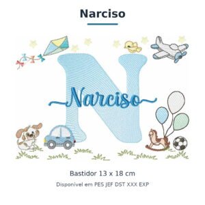 Matriz de Bordado Nome Narciso Parque e Brinquedos 13x18