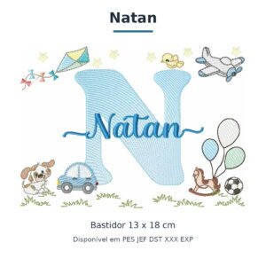 Matriz de Bordado Nome Natan Parque e Brinquedos 13x18