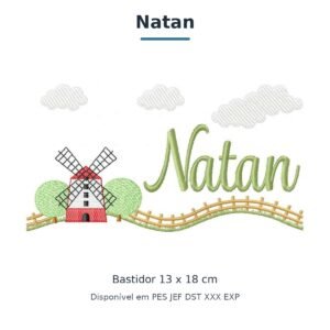 Matriz de Bordado Nome Natan Fazendinha 13x18