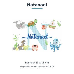 Matriz de Bordado Nome Natanael Fundo do Mar 13x18
