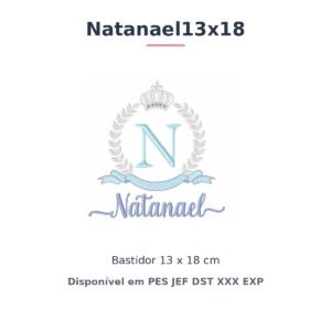 Matriz de Bordado Nome Natanael Coroa 13x18