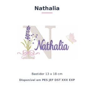 Matriz de Bordado Nome Nathalia Lavanda 13x18
