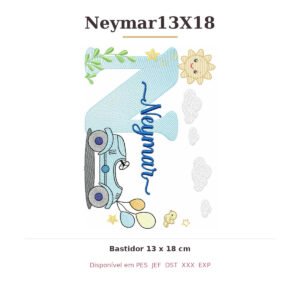Matriz de Bordado Nome Neymar Carrinhos 13x18