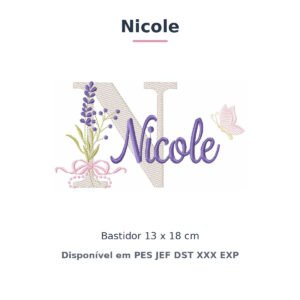 Matriz de Bordado Nome Nicole Lavanda 13x18