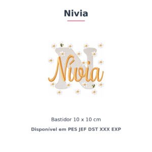 Matriz de Bordado Nome Nivia Margaridas 10x10