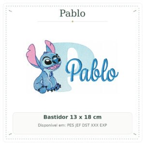 Matriz de Bordado Nome Pablo Stitch Sobreposto 13x18