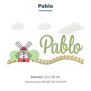 Matriz de Bordado Nome Pablo Fazendinha 13x18