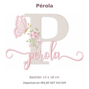 Matriz de Bordado Nome Pérola Florais 13x18