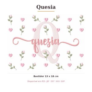 Matriz de Bordado Nome Quesia Tulipas 13x18