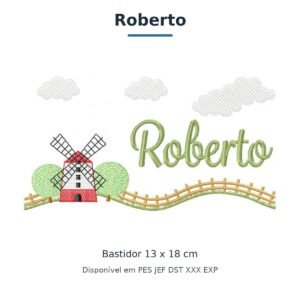 Matriz de Bordado Nome Roberto Fazendinha 13x18