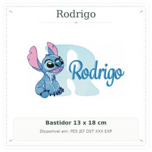 Matriz de Bordado Nome Rodrigo Stitch Sobreposto 13x18