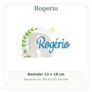 Matriz de Bordado Nome Rogerio Patinho Baby 13x18