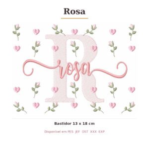 Matriz de Bordado Nome Rosa Tulipas 13x18