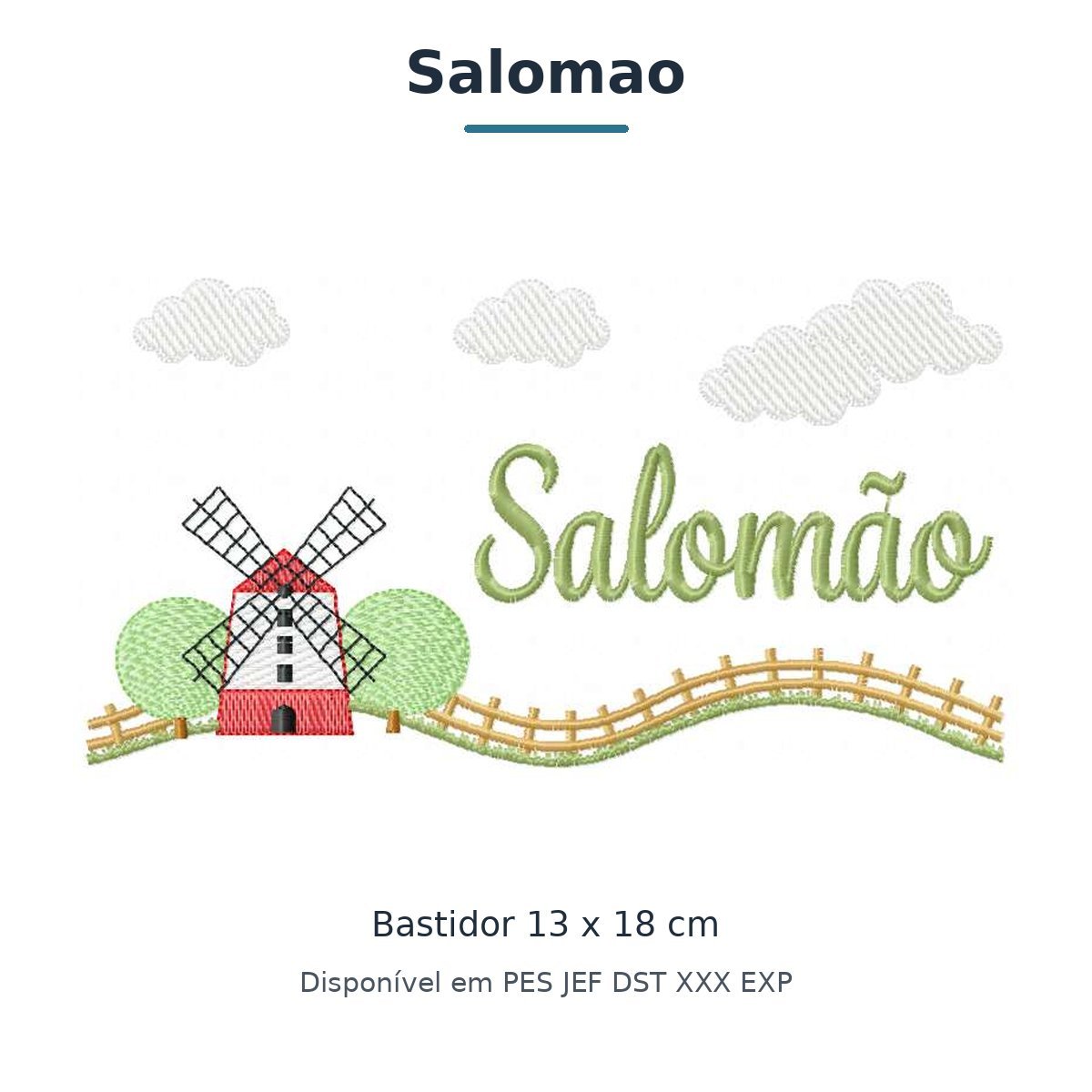 Matriz de Bordado Nome Salomao Fazendinha 13x18