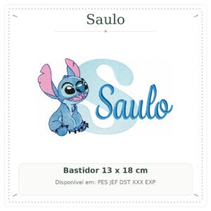 Matriz de Bordado Nome Saulo Stitch Sobreposto 13x18