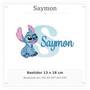 Matriz de Bordado Nome Saymon Stitch Sobreposto 13x18