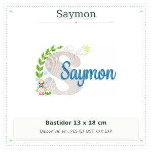 Matriz de Bordado Nome Saymon Patinho Baby 13x18