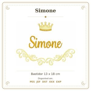 Matriz de Bordado Nome Simone Arabesco com Coroa 13x18