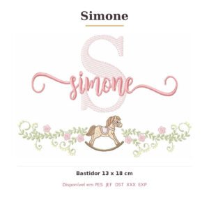 Matriz de Bordado Nome Simone Cavalinhos 13x18