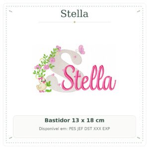 Matriz de Bordado Nome Stella Patinha com Borboleta 13x18