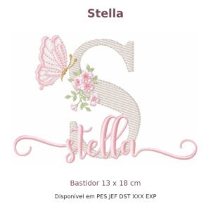 Matriz de Bordado Nome Stella Florais 13x18