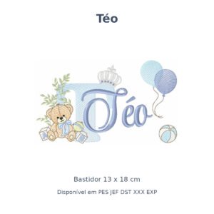 Matriz Nome Téo Ursinho Com Balão e Coroa