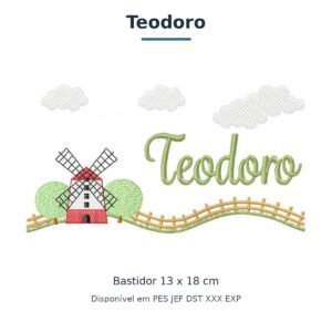 Matriz de Bordado Nome Teodoro Fazendinha 13x18