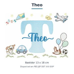 Matriz de Bordado Nome Theo Parque e Brinquedos 13x18