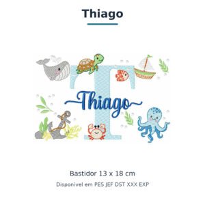 Matriz de Bordado Nome Thiago Fundo do Mar 13x18