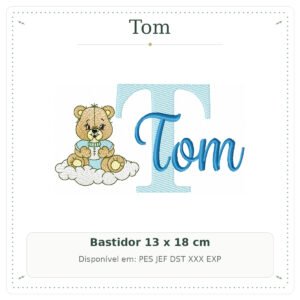 Matriz de Bordado Nome Tom Ursinho Baby nas Nuvens 13x18