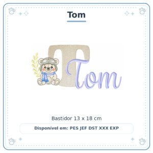 Matriz de Bordado Nome Tom Ursinho Menino Baby Sobreposto 13x18