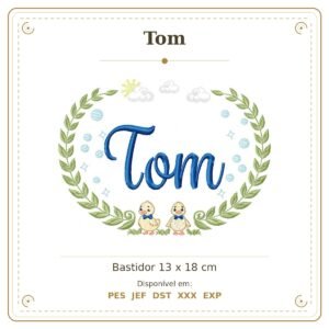 Matriz de Bordado Nome Tom Patinhos Meninos 13x18