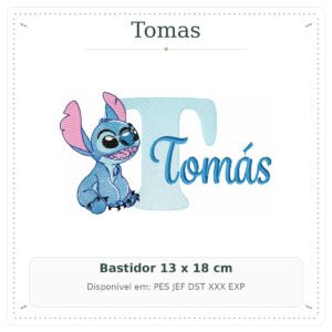 Matriz de Bordado Nome Tomas Stitch Sobreposto 13x18