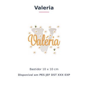 Matriz de Bordado Nome Valeria Margaridas 10x10