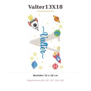 Matriz de Bordado Nome Valter Astronauta 13x18