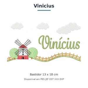 Matriz de Bordado Nome Vinicius Fazendinha 13x18