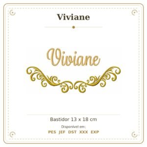 Matriz de Bordado Nome Viviane Arabesco 13x18
