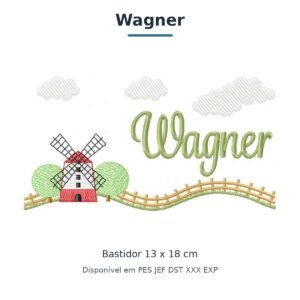 Matriz de Bordado Nome Wagner Fazendinha 13x18