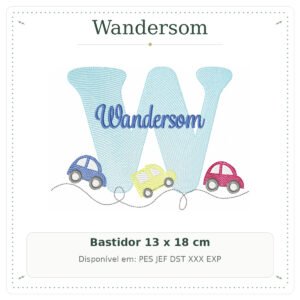Matriz de Bordado Nome Wandersom Carrinho e Carros 13x18