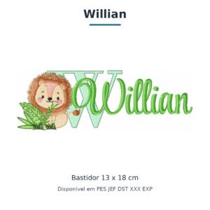 Matriz de Bordado Nome Willian Leão Safari 13x18