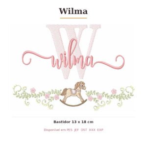 Matriz de Bordado Nome Wilma Cavalinhos 13x18