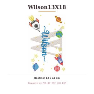 Matriz de Bordado Nome Wilson Astronauta 13x18