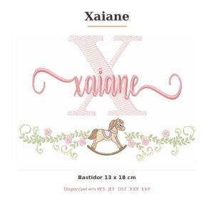Matriz de Bordado Nome Xaiane Cavalinhos 13x18
