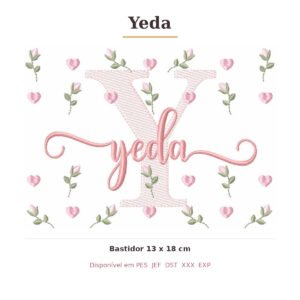 Matriz de Bordado Nome Yeda Tulipas 13x18